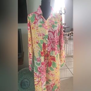 Multicolor dress yellow, pink, green never worn size M